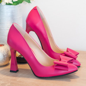 Stiletto din piele naturala roz fuchsia