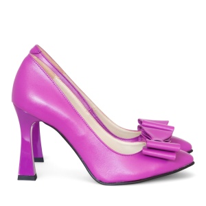 Stiletto din piele naturala roz mov Melanie
