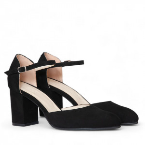 Pantofi decupati din piele intoarsa neagra