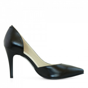 Pantofi stiletto din piele naturala neagra