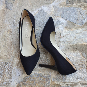 Pantofi stiletto din piele naturala neagra