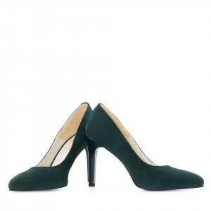 Stiletto din piele intoarsa verde petrol
