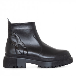 Ghete dama din piele naturala neagra