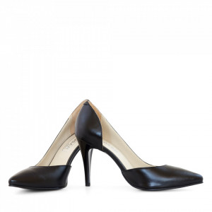 Pantofi stiletto din piele naturala neagra