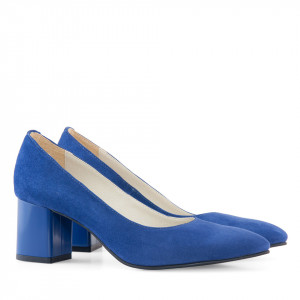 Pantofi office din piele intoarsa albastra Lydia