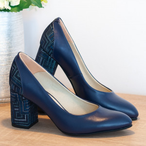 Pantofi office din piele naturala bleumarin Cambri