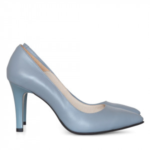 Pantofi stiletto din piele naturala bleu Grace