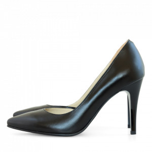 Pantofi stiletto din piele naturala neagra