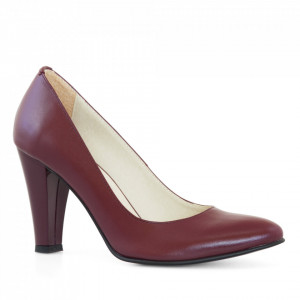 Pantofi dama cu toc din piele naturala bordo Nora