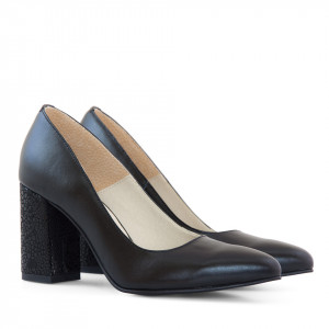 Pantofi dama office din piele naturala neagra