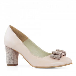 Pantofi office din piele naturala nude Ramona