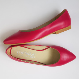 Balerini din piele naturala fuchsia