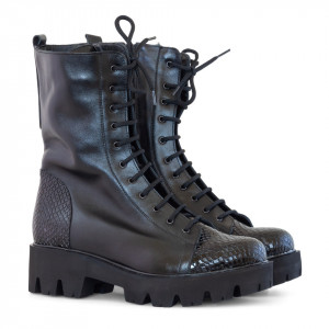 Ghete dama din piele naturala neagra
