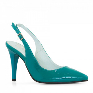 Stiletto din piele lacuita turqoise Lucy