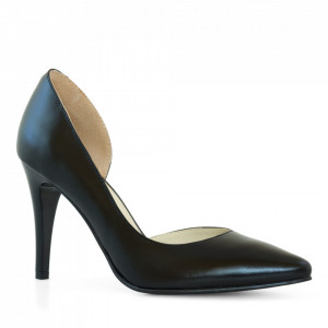Pantofi stiletto din piele naturala neagra