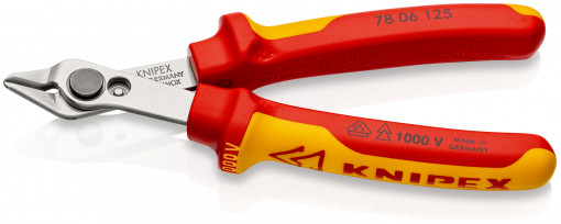 Electronic Super Knips® VDE Sfic de precizie Ø 0,2 – 1,6 mm, manere multicomponent, testate VDE, lungime 125 mm, Knipex 78 06 125