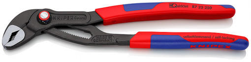 Cleste Cobra® QuickSet pentru țevi și pompe de apă, manere izolate cu mansoane bimaterial, lungime 250 mm, Knipex 87 22 250