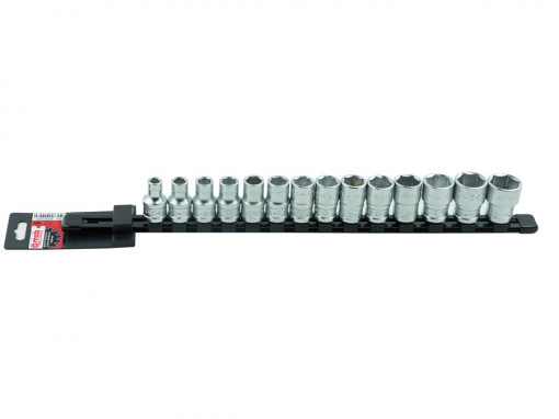 Set 14 capete chei tubulare 1/2” SH pe suport metalic L 483 mm mm