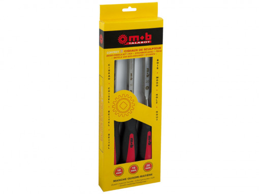 Set 3 dalti pentru sculptura in lemn, maner trimaterial 3 scule