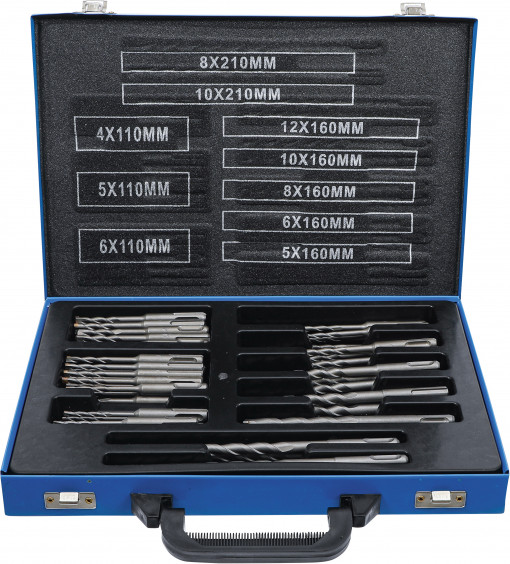 Set burghie percutoare, tija SDS, varfuri din carburi metalice, 4 - 12 mm, 56 piese, BGS 7894