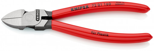 Șfic pentru material plastic, manere acoperite cu plastic 160 mm, Knipex 72 01 160