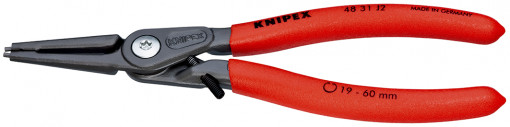 Clește pentru inele de siguranță de interior cu protecţie la supraîntindere, lungime 180 mm, Knipex 48 31 J2