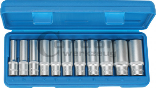 Set tubulare adanci profil hex, act. (3/8") 8 - 19 mm, 11 piese, Condor 1009/38