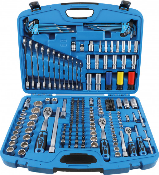 Trusa cu tubulare All- Drive, Metric, Inch, , Hexagon, Dubluhexagon, Torx T-star, E-Type, Square Head 1/4'' + 3/8'' + 1/2', 218 piese, BGS 2290