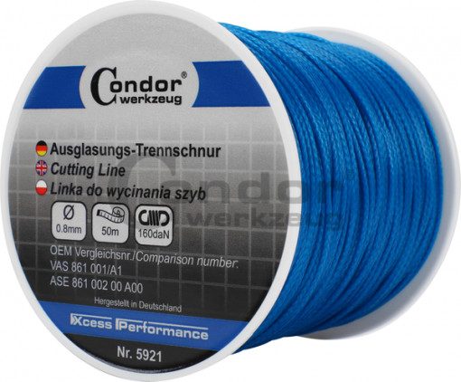 Linie de tăiere pentru silicon de parbriz, de înaltă rezistență, 50 m, Condor 5921