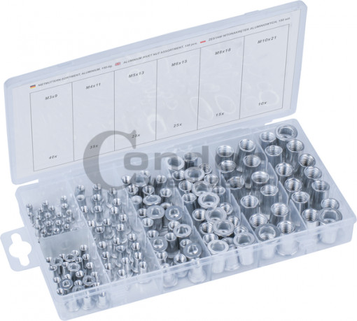 Piulite-nit din Aluminiu M3-M10, set 150 piese, Condor 9040