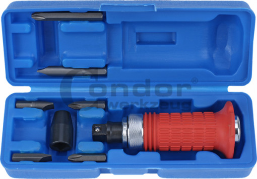 Surubelnita de impact, reversibila stânga / dreapta, antrenare 1/2", include adaptor + 6 biți, Condor 222