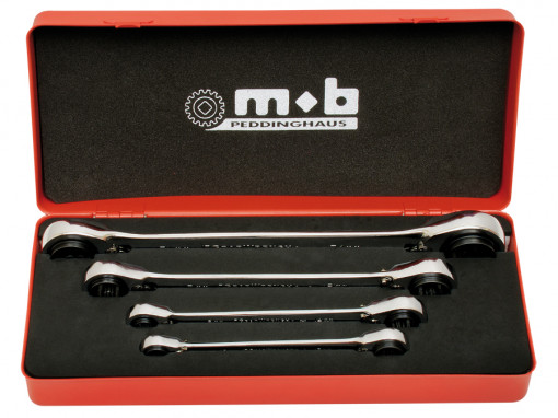 Set 4 chei cu dublu clichet reversibil 4×4 in cutie metal 4