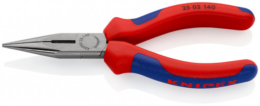 Clește plat-rotund cu tăiș (patent cu cioc drept), manşoane multicomponent, lungime 140 mm, Knipex 25 02 140