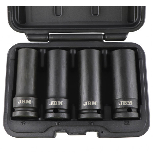 JBM 53197 Set cu tubulare de impact pentru prezoane de roti 17, 19, 21, 22 mm, 4 piese