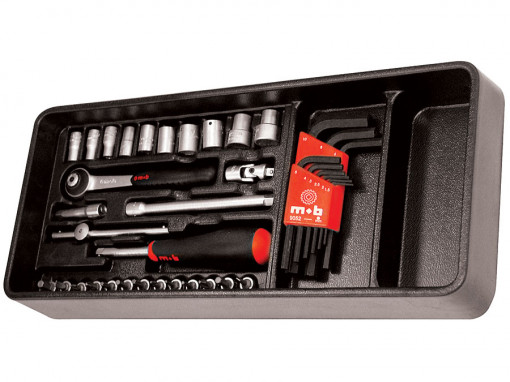 Modul PVC cu 38 capete tubulare accesorii 1/4” SH 38 scule mm