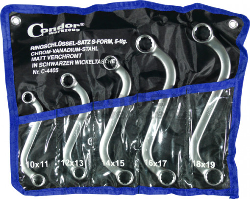 Set de chei inelare cu capăt dublu, 5 piese, tip S, 10-19 mm, Condor 4405