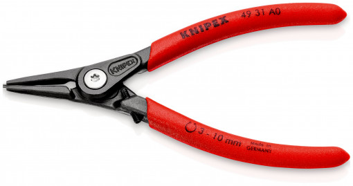 Clește pentru inele de siguranță de exterior cu protecţie la supraîntindere, lungime 140 mm, Knipex 49 31 A0