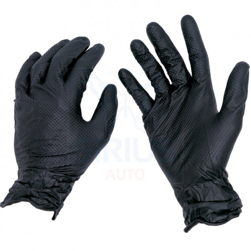 Manusi nitril texturate Negre, marimea M, 50 buc, Mercator Gogrip-NG-M