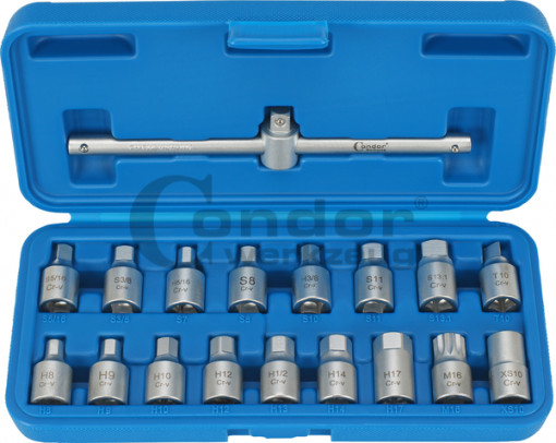 Set chei de service ulei, antrenare 3/8 ", 18 piese, Condor 4712A