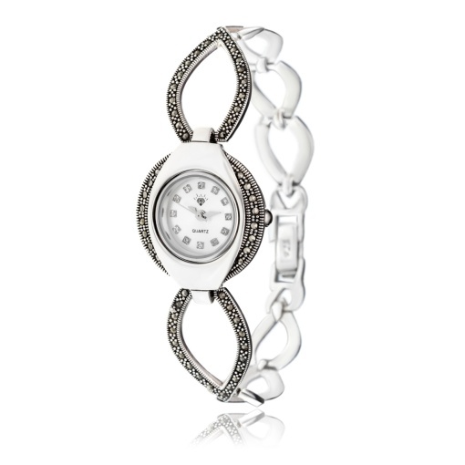 Ceas din Argint 925 cu marcasite 34.56g 19.5cm