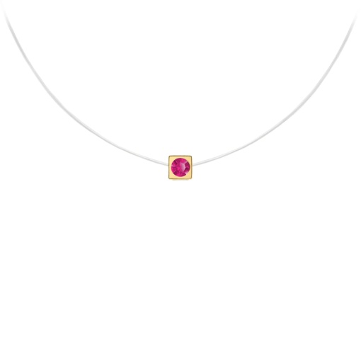 Colier Fancy Color cu fir transparent si pandantiv Square din AUR 14K