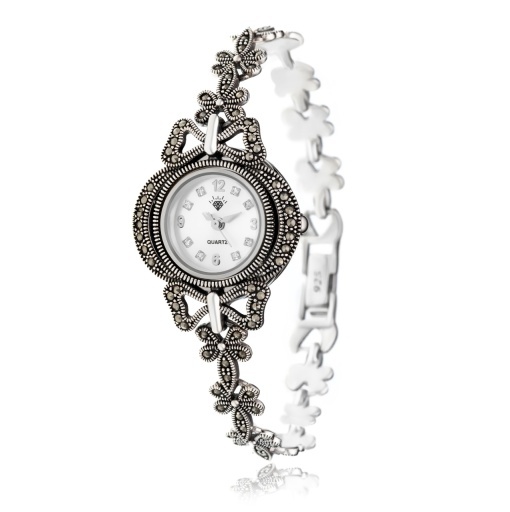 Ceas din Argint 925 cu marcasite 28.75g 18.5cm