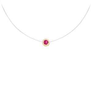 Colier Fancy Color cu fir transparent si pandantiv Rotund din AUR 14K - Img 1