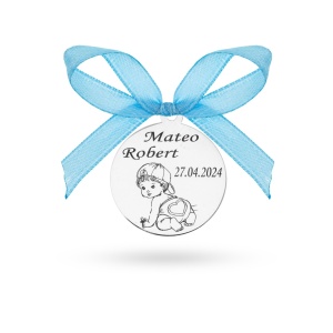 Banut Felicity din Argint 1.8cm pentru botez - mot - turta personalizabil - Img 1