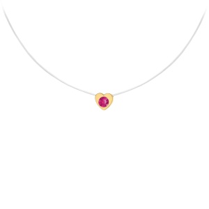 Colier Fancy Color cu fir transparent si pandantiv Inima din AUR 14K - Img 1