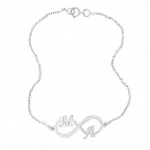 Set bratari din argint pentru cupluri cu infinit personalizabil cu orice initiale - Img 3