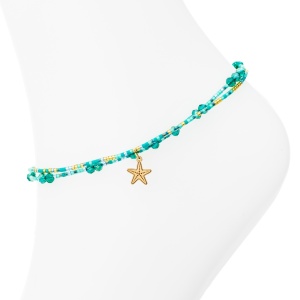 Brățara reglabila pentru picior / glezna, model 2 in 1 cu Mix de Cristale si Steluta de mare din aur 14k - Img 9