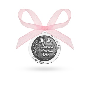 Banut Argint 1.8cm pentru botez - mot - turta personalizabil gravura 3D - Img 1