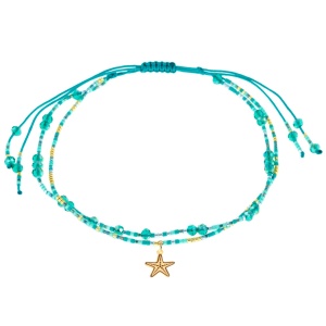 Brățara reglabila pentru picior / glezna, model 2 in 1 cu Mix de Cristale si Steluta de mare din aur 14k - Img 8