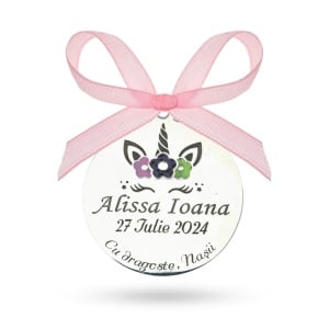 Banut Argint 2.5cm pentru botez - mot - turta personalizabil - Color Edition - Img 1